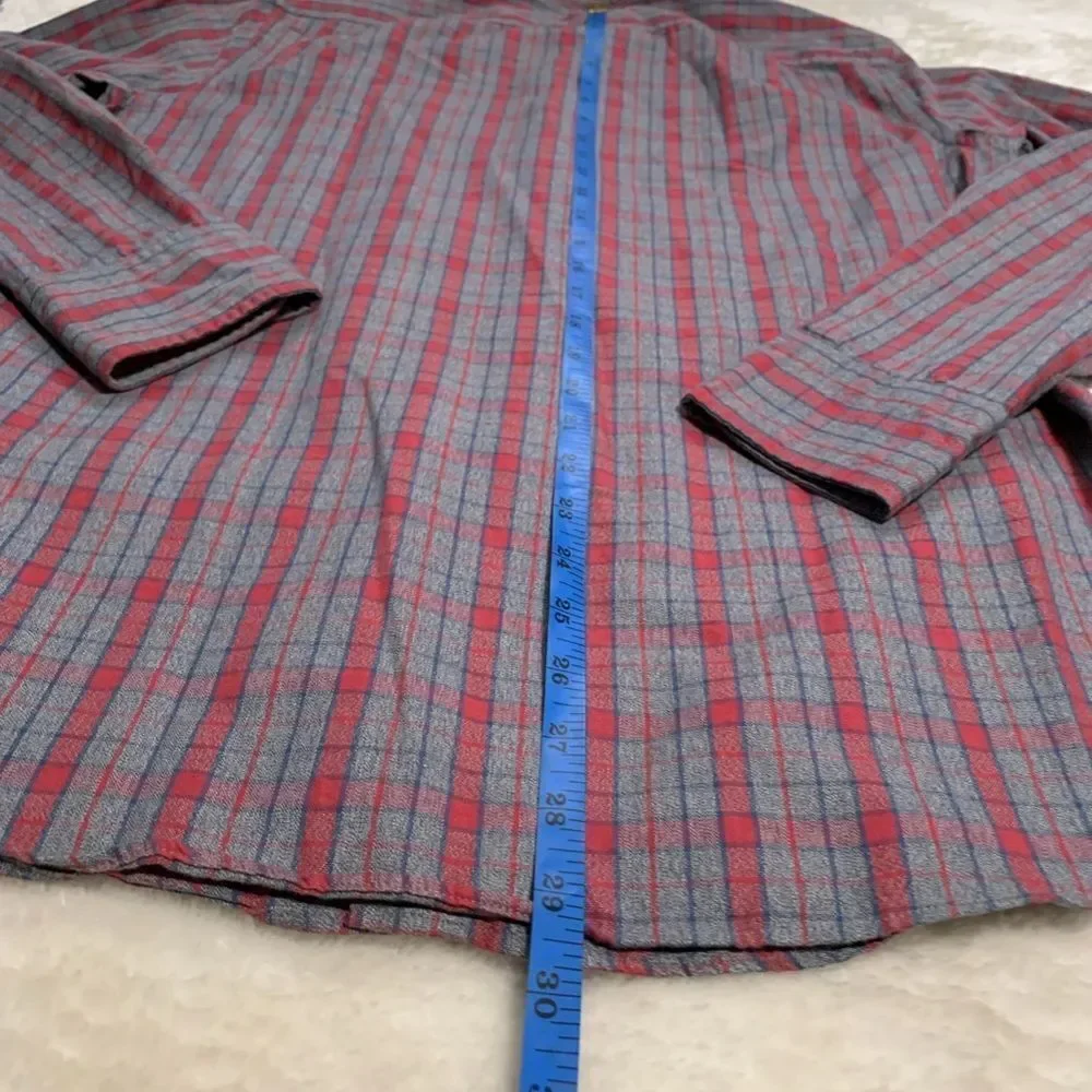 J Crew Mens Button‎ Down Gray Red Dress Shirt Size Small Casual
